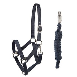 PFIFF 102931 Halter and Rope Set, Plastic Halter Lead Rope, Dark Blue Pony