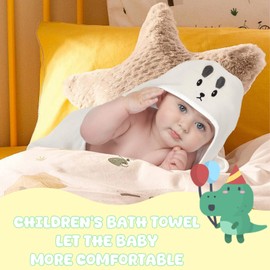 2Pcs Hooded Baby Towels with 2Pcs Baby Washcloths, 80x80cm Soft and Absorbent Towel Set for Newborn Boys and Girls, Cute Animal Design Baby Bath Towels