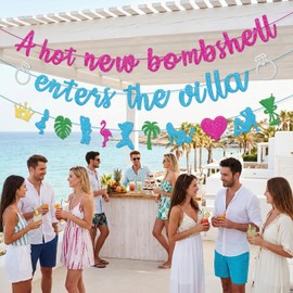 Love Villa Island Party Decorations, Pre-Strung A Hot New Bombshell Enters The Villa Banner Tropical Bach Island Bachelorette Party Supplies for Bridal Shower, Engagement Decor