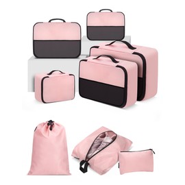 SDGFUI 8 Set Packing Cubes Set for Travel Accessories -Luggage Organizer Space Saving Travel Bags for Carry On Suitcases, Pink