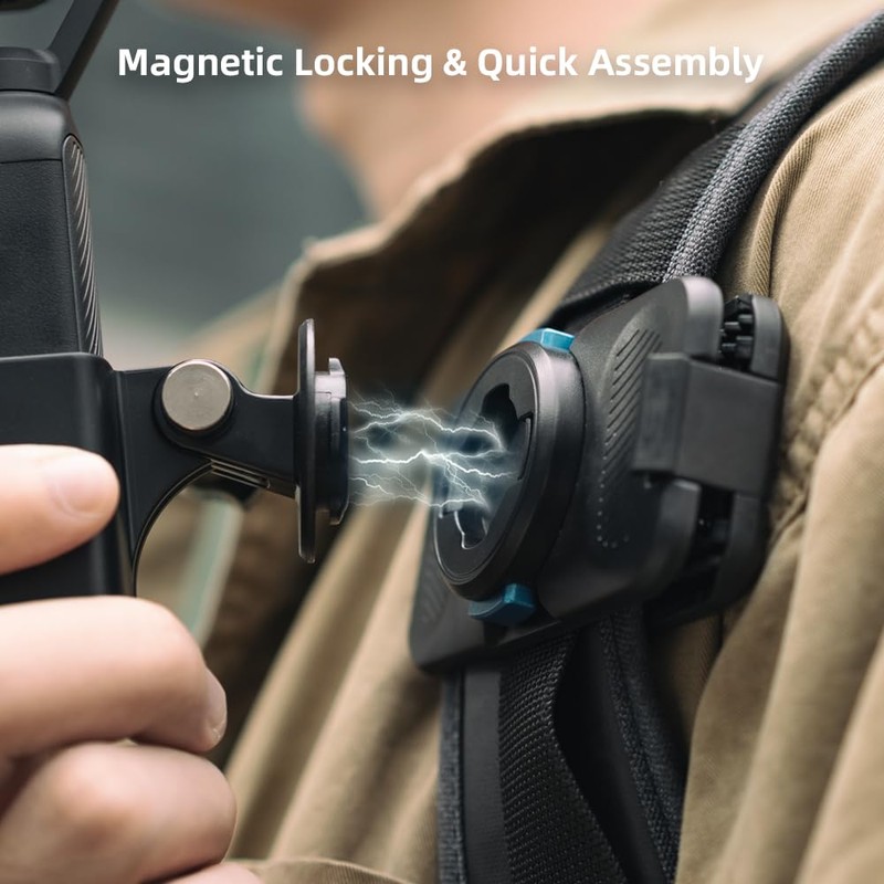 SUREWO Magnetic Quick Release Osmo Pocket 3 Backpack Clip Mount,360°