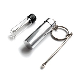 M&M Smartek Dosing Scoop Storage Box & Spoon with Bottle with Spoon Dispenser Snuff Dispenser Silver