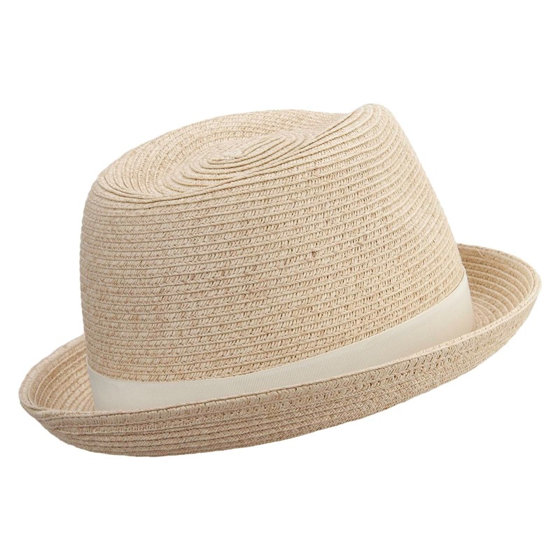 Men's Paper Braid Fedora Hat - Sand Heather L