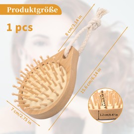 Mini Bamboo Brush for Hair Growth Bamboo Hair Brush Massager Mini Bristles Natural Wood Scalp Brush Detangling Brush for Women No Handle Design Round Wooden Brush
