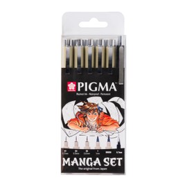 Sakura Pigma Micron fineliner set Manga Collection | 6 sizes, black (POXSDKMAN6)