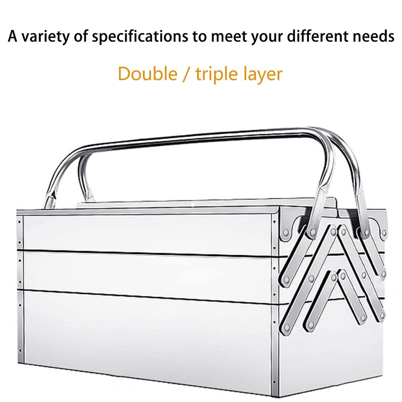 Metal Tool Box, Portable Folding Stainless Steel Storage Box 3