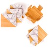 BergHOFF 6Pc Bamboo Two-Tones Square Coasters 4" with Holder, Durable,