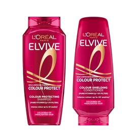 L'Oreal Paris Elvive Colour Protect Haircare Duo – 400ml Colour Protecting Shampoo & 300ml Conditioner Set for Coloured Hair (2-Piece Bundle)