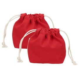 sourcing map 2 Pcs Drawstring Makeup Bag, 4.7" Canvas Cosmetic Bag Women's Make Up Bags Toiletry Organizer Pouch for Travel Toiletries Accessories, Red