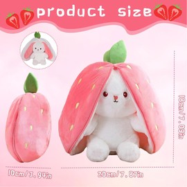 KSVFTB Easter Plush Bunny Toy, Soft Plush Toy 18cm Carrot Strawberry Plushies Doll, Cute Cuddly Stuffed Animals Hide And Seek Rabbit Muppet Toys Birthday Gifts, Stuffed animal, Cute Toys (pink)