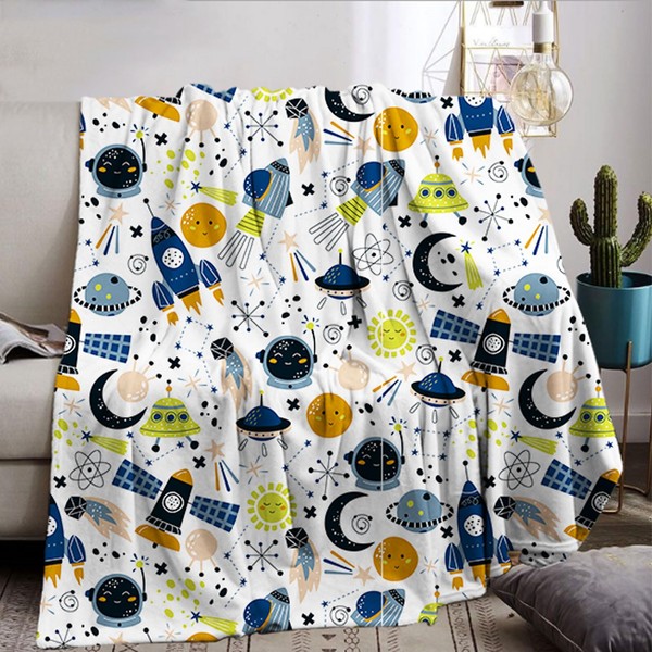 Rocket Blanket 130 x 150 cm Space Rocket Blanket Cartoon