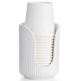 ABRUTY Bathroom Cup Dispenser, 3oz-4oz Ceramic Paper Cup Holder, Small Countertop Mouthwash Dixie Cups Accessories, for Vanity Countertops, Bathroom, Kitchen, and Dining Room