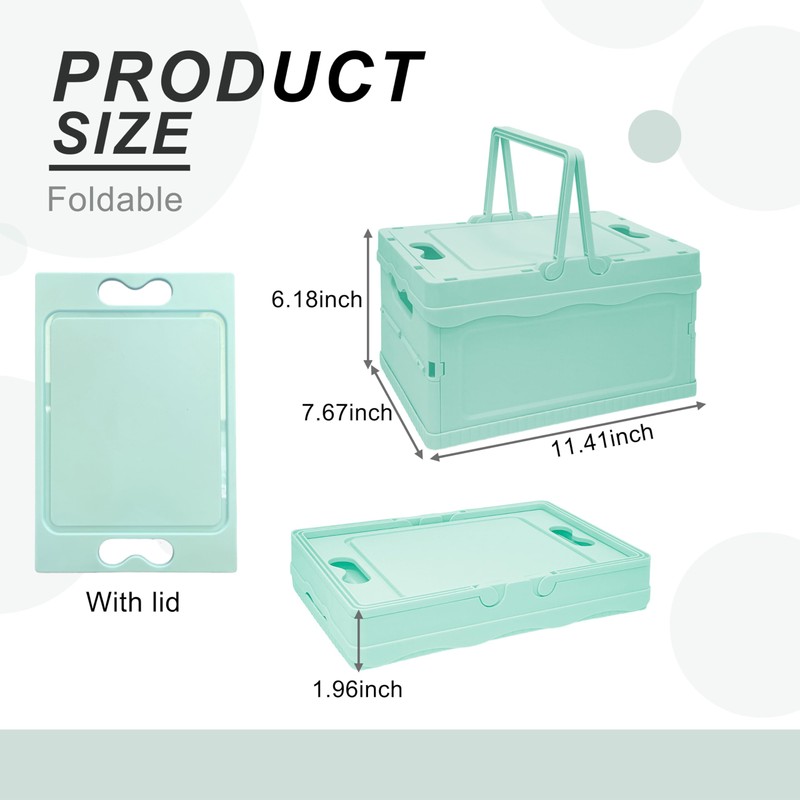 Tixill Small Collapsible Storage Crates, Foldable Plastic Baskets with Lids