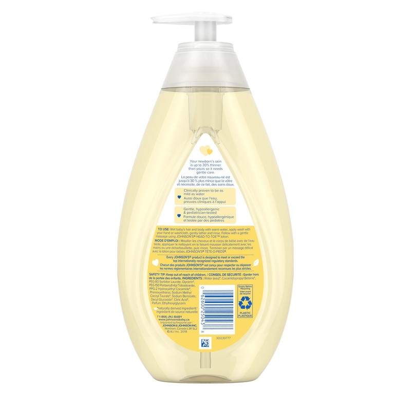 Johnson's Baby wash and shampoo for baths, head-to-toe, tear free,
