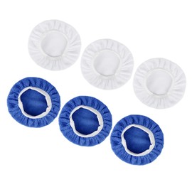 Motoforti Universal Car Polisher Pad Bonnet Microfiber Polishing Buffing Pad Cover,7-8 Inch, Mircrofiber,White Blue,6Pcs