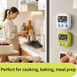 2 Pack Digital Timers, Magnetic for Kitchen & Teachers (No Battery)