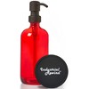 Red Glass Soap Dispenser with Black Metal Pump - 16oz