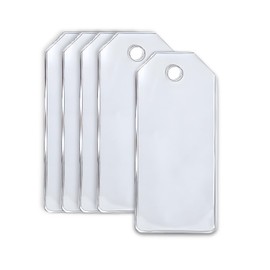 CDM Supply Flex Tag, 100 Pack, Clear Flexible Key Tags, Reusable Key Labels, Ultra Thin Identifiers for Keys, Luggage, Inventory, Merchandise Labeling Tagging