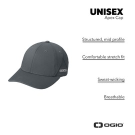 OGIO Unisex Apex Cap | Breathable Baseball Cap for Men & Women, Fitted Hat for Summer, Running & Gym, Blacktop, Small/Medium
