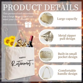 Ohtum Retired Gifts for Women Tote Bags, Happy Retirement Decorations, Funny Farewell Coworkers - Nurse Boss Teacher Beach Handbag Travel Shoulder Bag（Happy Retirement