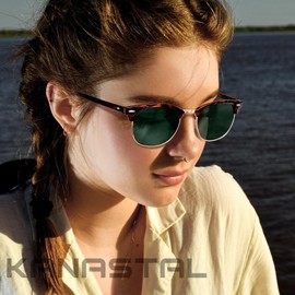 KANASTAL Semi Rimless Sunglasses Men Women Polarized Half Frame Sun Glasses UV400 Protection Classic Vintage Design Browline Shades