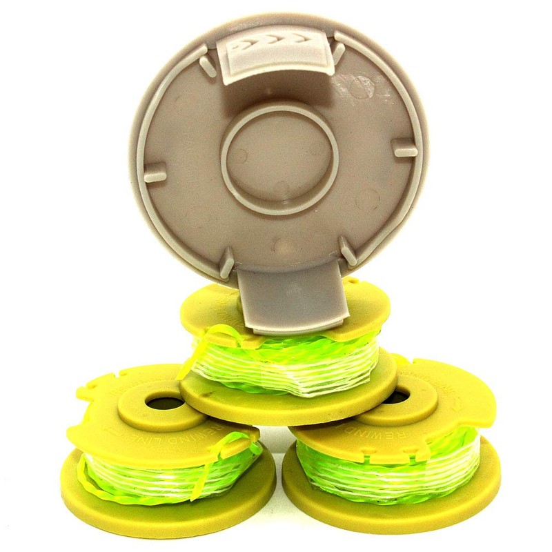 3PKS String Trimmer Spool Line with Cap Replaces Ryobi One