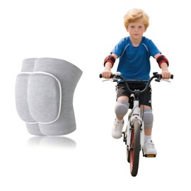 HUSHRICH Knee Pads for Kids Age 6-12 Years, Volleyball Knee Pads Thick Sponge Youth Boys Girls Anit-Slip Sport Knee Support Kneepads Brace for Volleyball Dance Yoga Running Climbing (Gray)