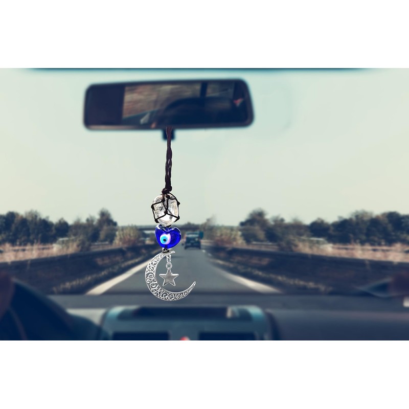 Blue Evil Eye Crystal Car Rear View Mirror Hanging Accessories
