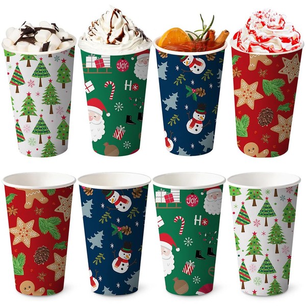AIBIIN 80 pcs Christmas Paper Cups Xmas Disposable coffee Cups