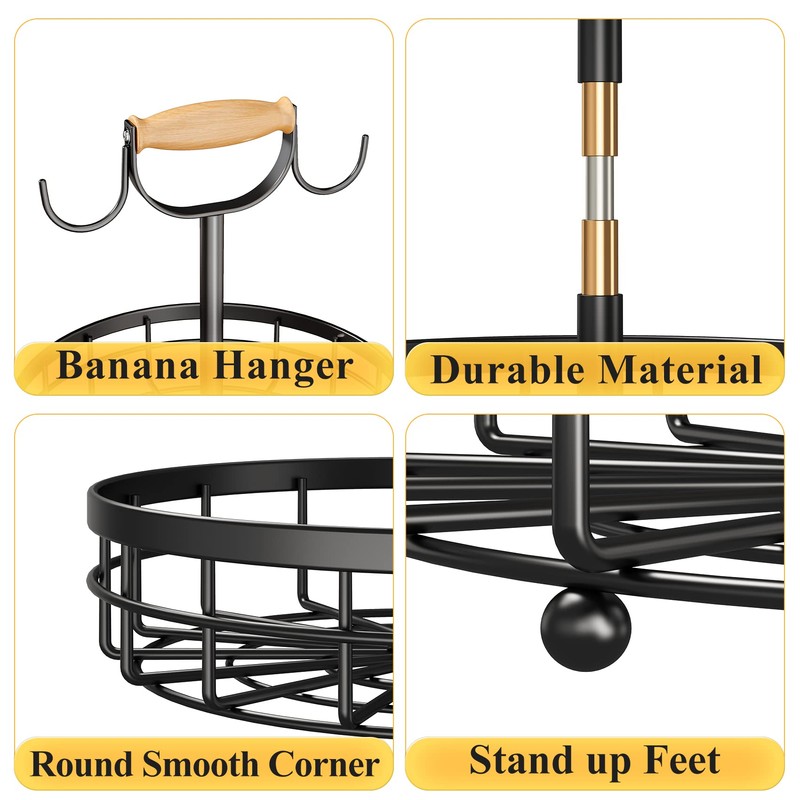 SAYZH 2-Tier Fruit Basket Bowl Vegetable Storage with Dual Banana