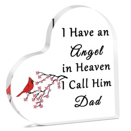 Dad Memorial Plaque Sympathy Gifts for Loss of Father In Memory of Father Plaque Acrylic Heart Keepsake Bereavement Condolences Grief Gifts for for Daughter Son Funeral Remembrance Heart Shaped Plaque