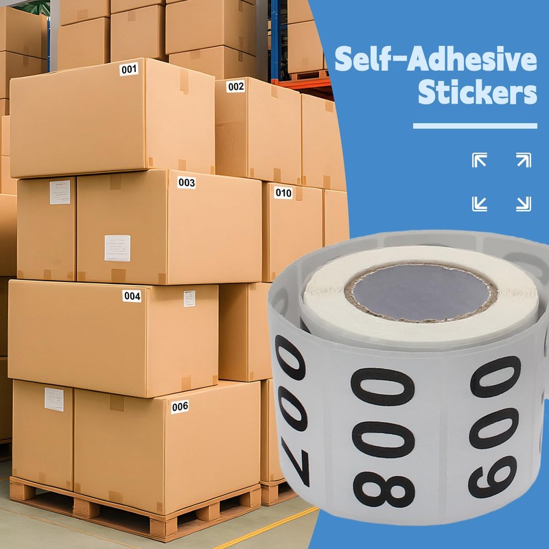 Luomorgo 001-500 Consecutive Number Stickers Roll, 2 x 1.1 Inch