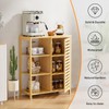 HITNET Bathroom Floor Cabinet, Bamboo Storage Cabinet with Door and