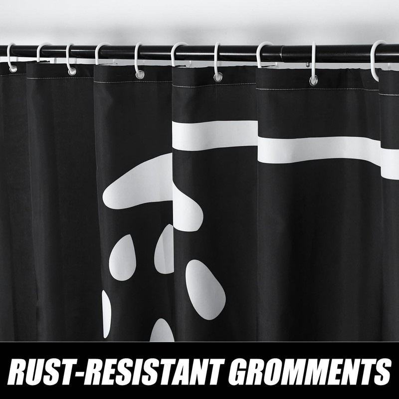 RiePoiia Black and White Shower Curtain Fun Shower Head and