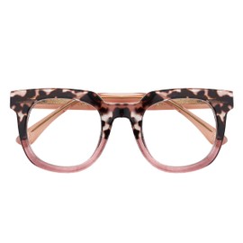Peepers by PeeperSpecs Women's Showbiz Soft Square Blue Light Blocking Reading Glasses, Gray Tortoise/Pink, 50 + 2.5