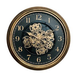 Lily's Home 15" Moving Gears Wall Clock, Large Modern Clocks for Living Room Decor, Industrial Steampunk Vintage Decorative Wall Clock for Home, Office - Intricate Gear Design, Bold Numbers (Bronze)