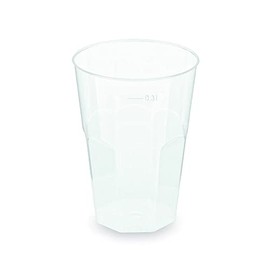 VEPATIM 30 Reusable Cocktail Cups Transparent Polypropylene Calibration Line 0.3 L Diameter 8 cm