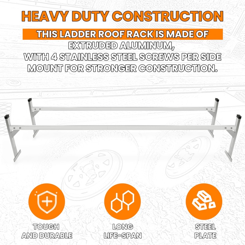 Kojem 5.3' to 8.6' Aluminum Adjustable Trailer Ladder Rack Capacity