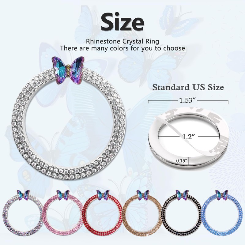 3leavtrees Car Bling Ring Emblem Car Accessories for Buttons &