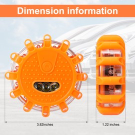 Tallew 12 Pack LED Road Emergency Roadside Lights Flashing Safety Warning Kit Beacon Magnet Hook Vehicle Boat Truck Disc Magnetic Flash Cars Security Driveway Automotive Strobe