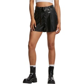 Urban Classics Women's Shorts, Women's Synthetic Leather Shorts, Women's Shorts Made of Faux Leather, Leather Hotpants, Loose Fit, black, 31