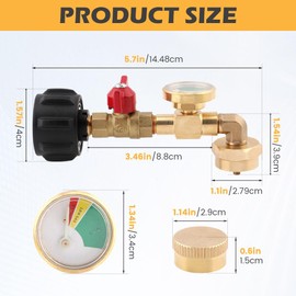 JIANWEI Connector Propane Refill Adapter for 1lb. Tanks, 90 Degree Propane Adapter 20lb to 1lb Converter with Gauge and Control Valve for Camping Grill Stove Outdoor Tank BBQ(Gold)