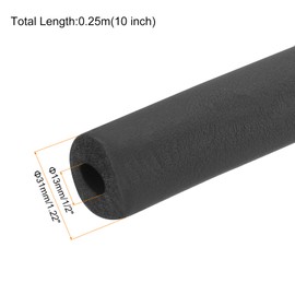 MECCANIXITY Pipe Insulation Tube Foam Grip Tubing 13mm(1/2") ID 31mm OD 10" Black for Pipe Lagging, Utensils, Fitness, Tools Handle Support
