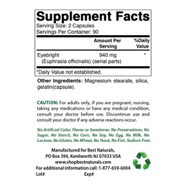 Best Naturals Best Naturals Eyebright 470 mg 180 Capsules (180 Count (Pack of 3))