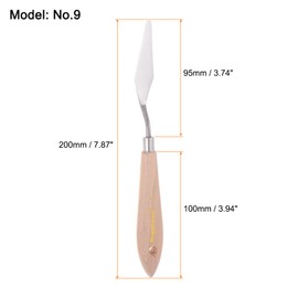 HARFINGTON 2pcs No.9 Painting Palette Knives Stainless Steel Pointy Spatula Pallet Knife with Beech Wood Handle for Oil Acrylic Paint Canvas Mixing Spreading