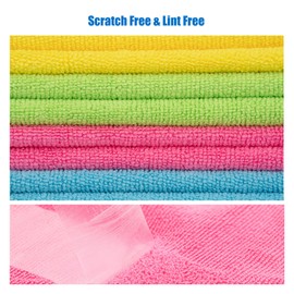Purigi Microfiber Cleaning Cloth for Kitchen, Reusable and Lint Free Microfiber Towels for Household Cleaning,12 Pack Cleaning Rags, 11.8” X 11.8” Cleaning Towels with 4 Colors Assorted