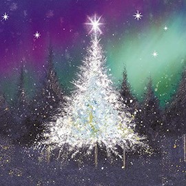 Pack of 6 Charity Christmas Cards (MED-CHMT0040) - Norweigan Woods, Stunning Tree in the Forest - From Medici - Sold in Aid of Marie Curie