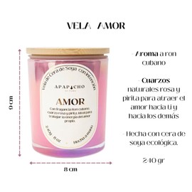 Fuwu, velas aromaticas relajantes de cera de soya con cuarzos naturales, velas decorativas hechas a mano con hierbas de olor, aromatizantes para hogar, regalos para mujer (Amor)