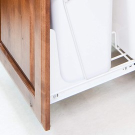 Hardware Resources Door Mounting Kit for Pullout Trash Can - Kitchen Cabinet Waste Hardware For CAN-EBM Series - Easy Installation, Heavy Duty Steel Pull Out Garbage Mount Brackets - White, 6.63x5.25"