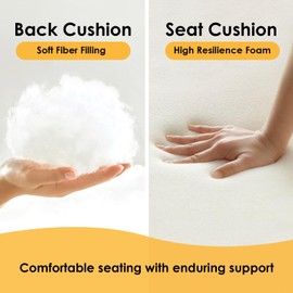 Supdurplus Outdoor High Back Chair Cushion, 2 Pack 48 x 24 inches Patio Chair Cushions Water Repellent Rocking Cushions Indoor Furniture Seat Pad with 2 Pillows, Beige Brown Stripe